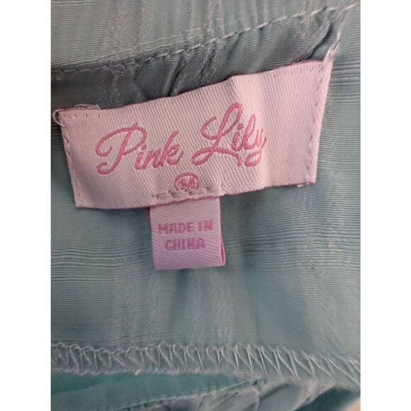 Pink Lily Blue Tank Top Ties in Back Women's Size Medium - Picture 3 of 5